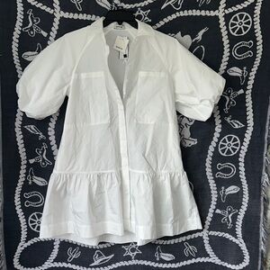 Simkhai Elegant White Puff Sleeve Blouse
